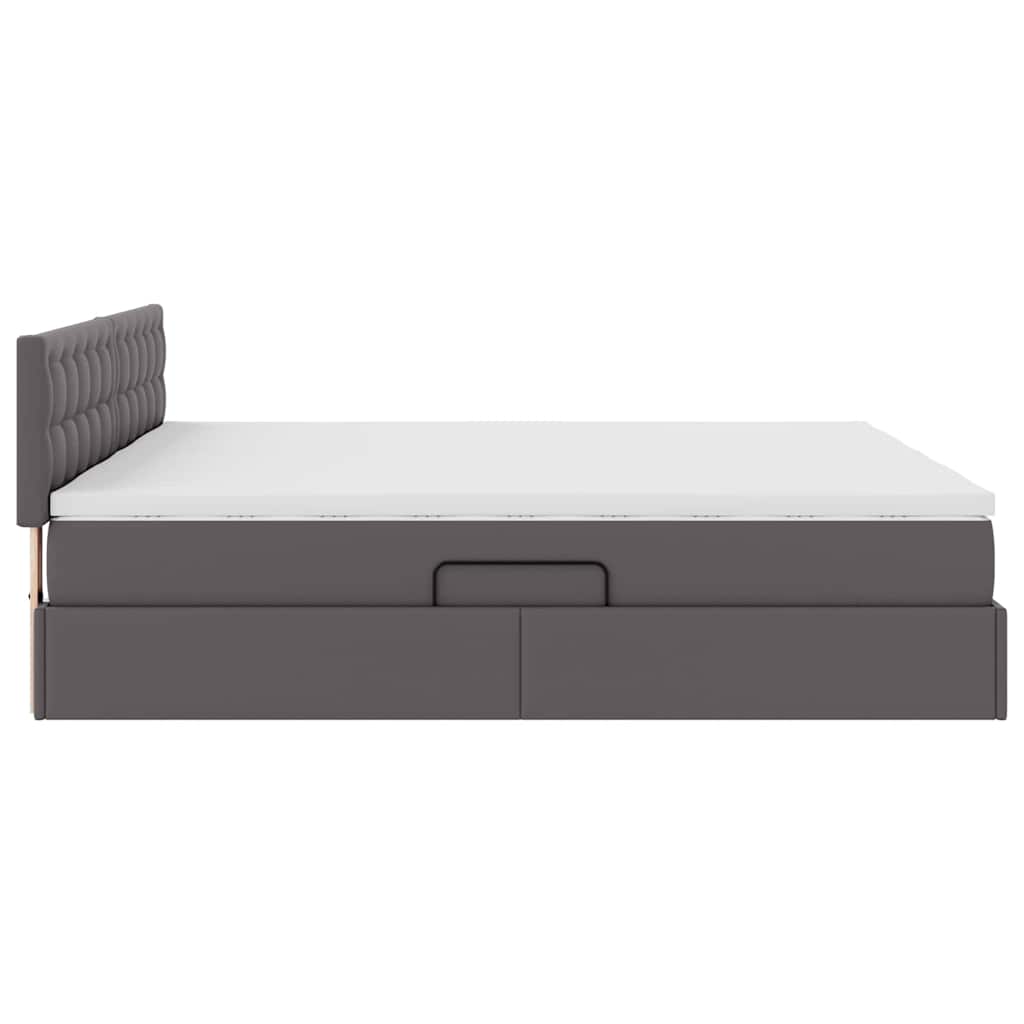 Krevet s od storage s madracem Siva 200 x 200 cm Lažna koža