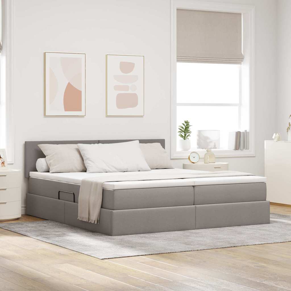 Krevet s od storage Sivo-smeđa 180 x 200 cm Lažna koža