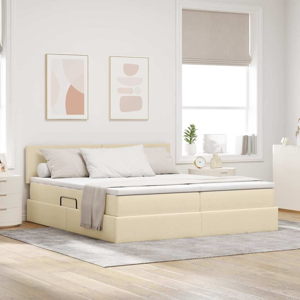 Krevet s od storage s madracem Krema 180 x 200 cm Lažna koža