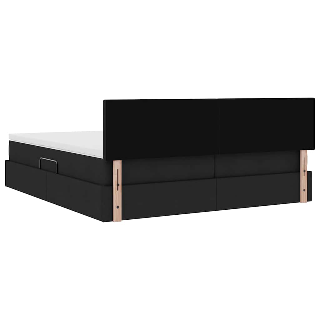 Krevet s od storage s madracem Crna 200 x 200 cm Lažna koža