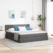 Krevet s od storage Tamno siva 200 x 200 cm Lažna koža