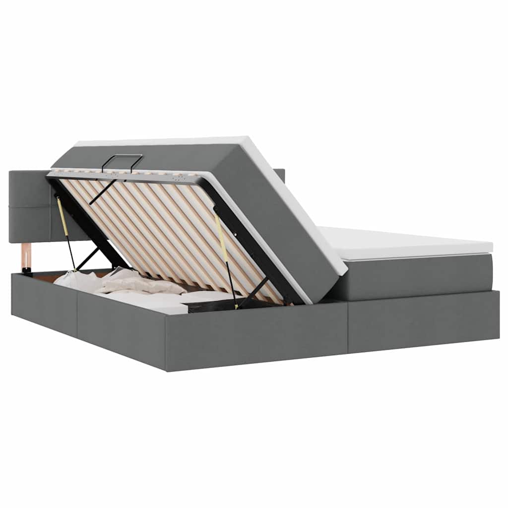 Krevet s od storage Tamno siva 200 x 200 cm Lažna koža