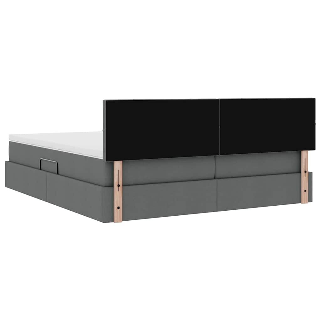 Krevet s od storage Tamno siva 200 x 200 cm Lažna koža