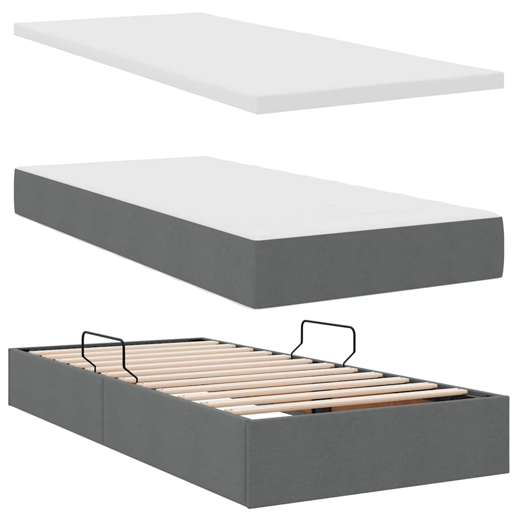 Krevet s od storage Tamno siva 200 x 200 cm Lažna koža