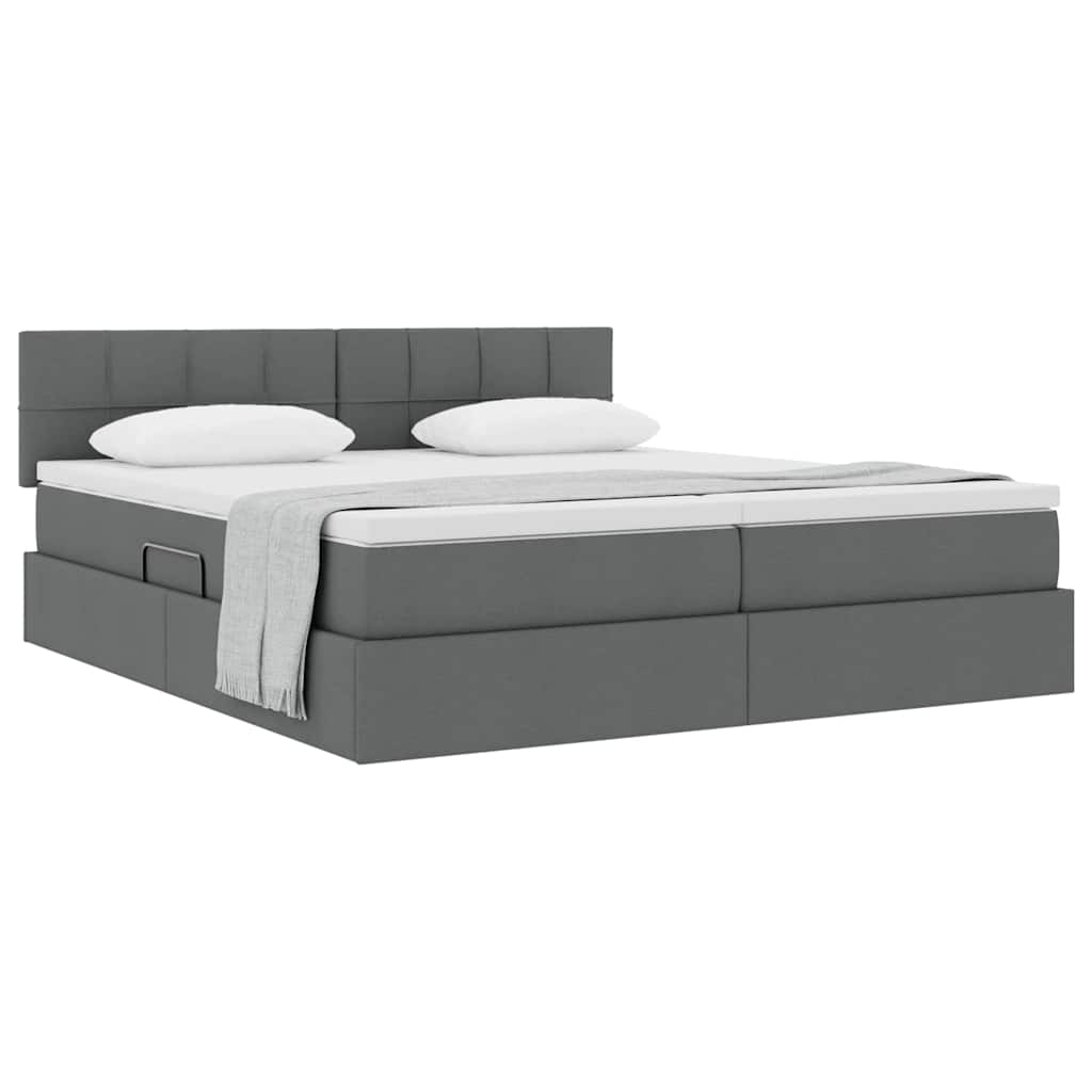 Krevet s od storage Tamno siva 200 x 200 cm Lažna koža