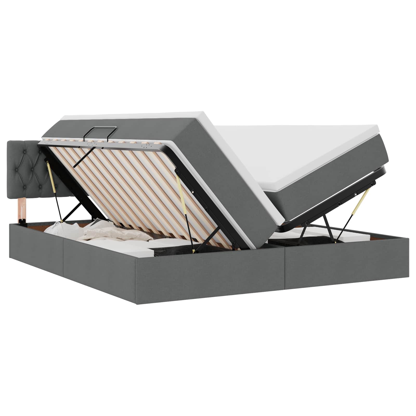 Krevet s od storage Tamno siva 200 x 200 cm Lažna koža
