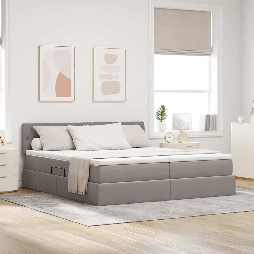Krevet s od storage Sivo-smeđa 200 x 200 cm Lažna koža