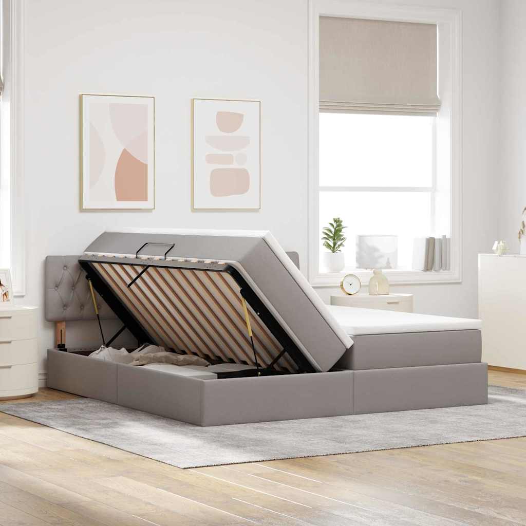 Krevet s od storage Sivo-smeđa 200 x 200 cm Lažna koža