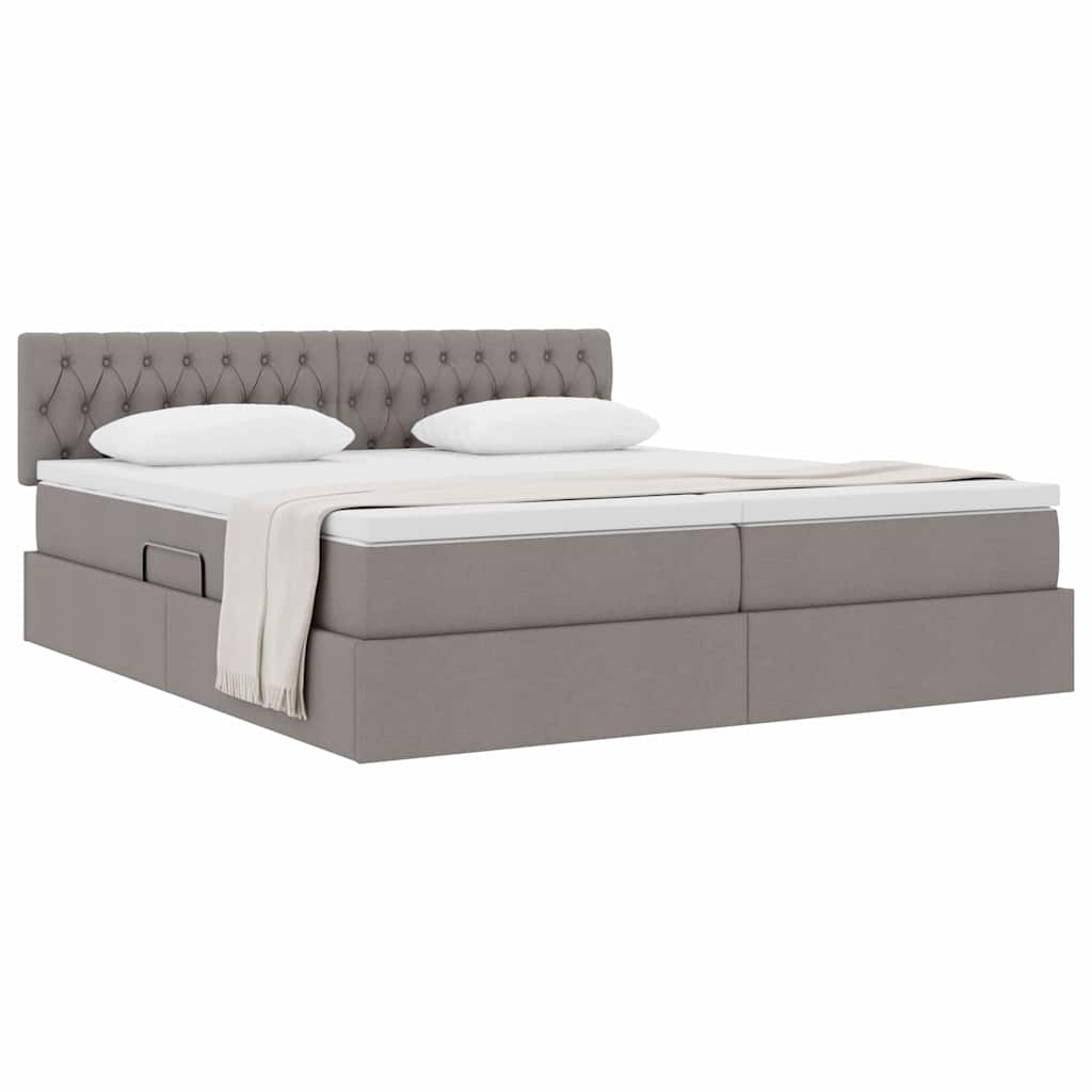 Krevet s od storage Sivo-smeđa 200 x 200 cm Lažna koža