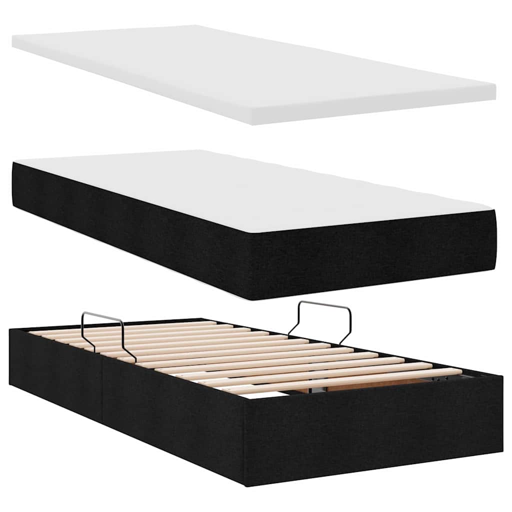 Krevet s od storage s madracem Crna 200 x 200 cm Lažna koža