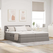 Krevet s od storage Sivo-smeđa 200 x 200 cm Lažna koža