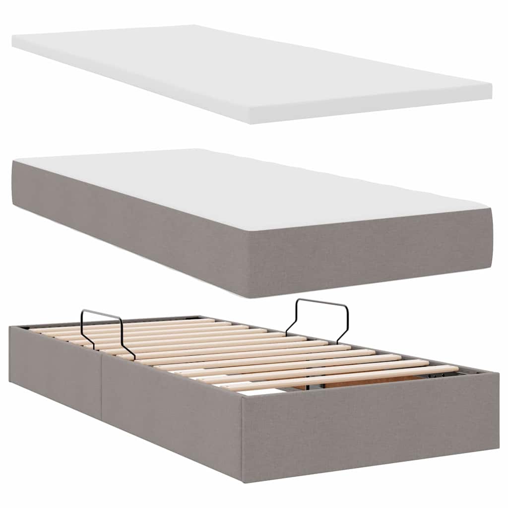 Krevet s od storage Sivo-smeđa 200 x 200 cm Lažna koža