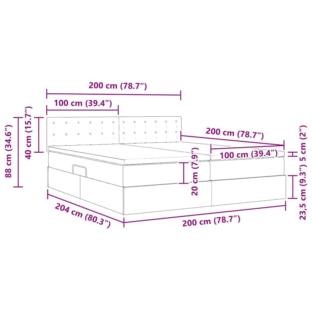 Krevet s od storage Sivo-smeđa 200 x 200 cm Lažna koža