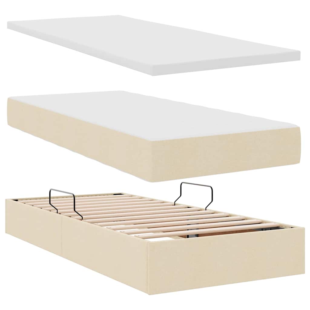Krevet s od storage s madracem Krema 200 x 200 cm Lažna koža