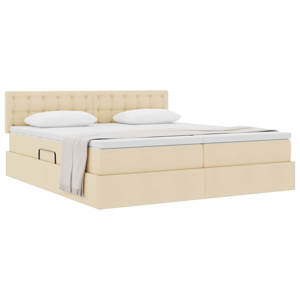 Krevet s od storage s madracem Krema 200 x 200 cm Lažna koža