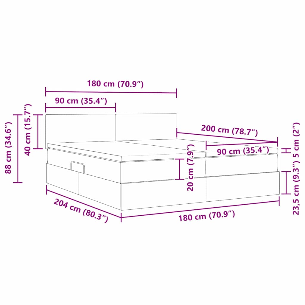 Krevet s od storage s madracem Tamnozelena 90 x 200 cm