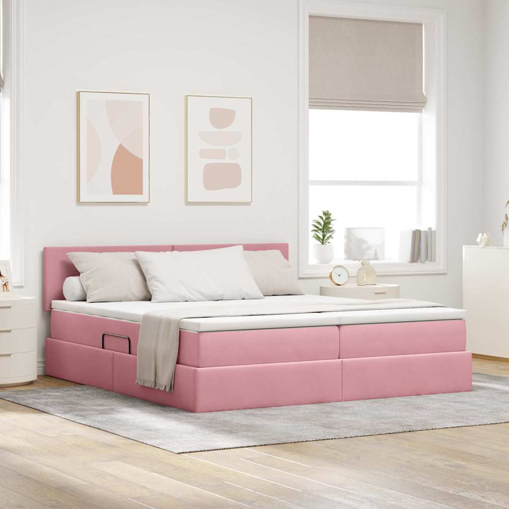 Krevet s od storage s madracem s pohranom Ružičasta 90 x 200 cm