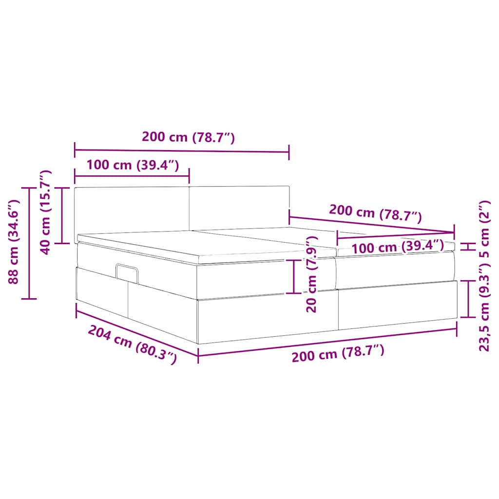 Krevet s od storage s madracem Tamno plava 100 x 200 cm