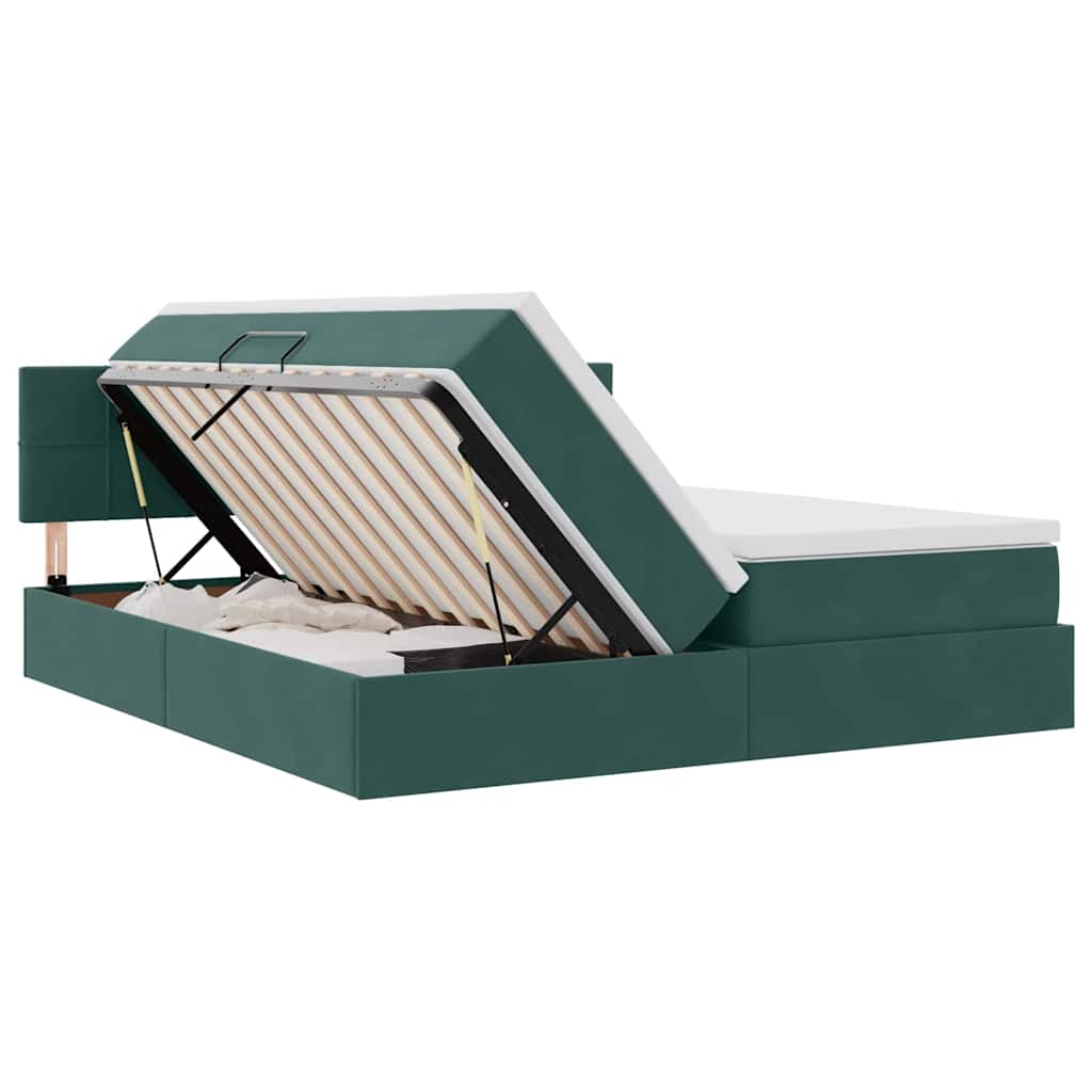 Krevet s od storage s madracem Tamnozelena 90 x 200 cm