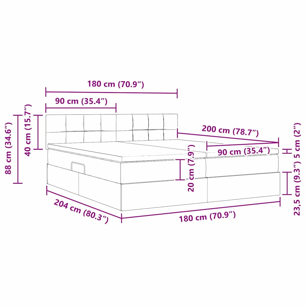 Krevet s od storage s madracem Tamno plava 90 x 200 cm