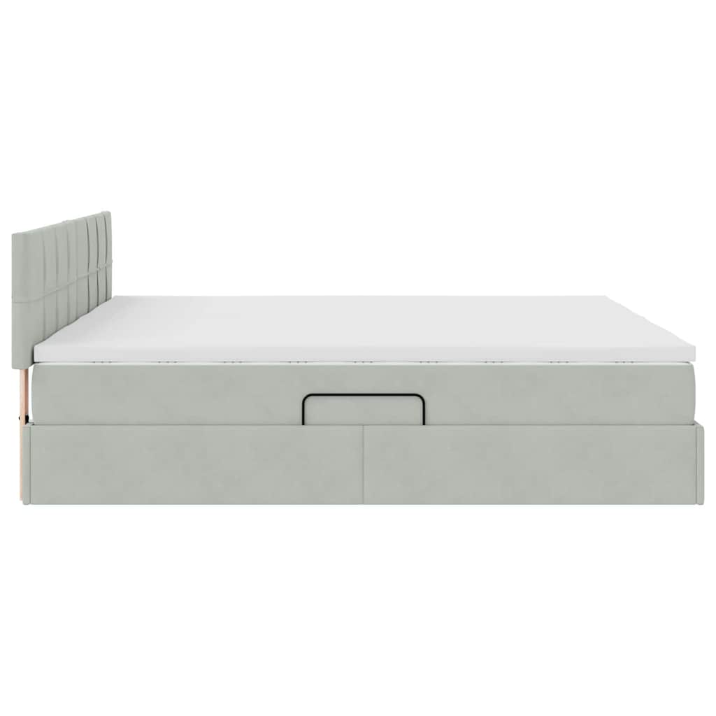 Krevet s od storage s madracem Svijetlo siva 100 x 200 cm