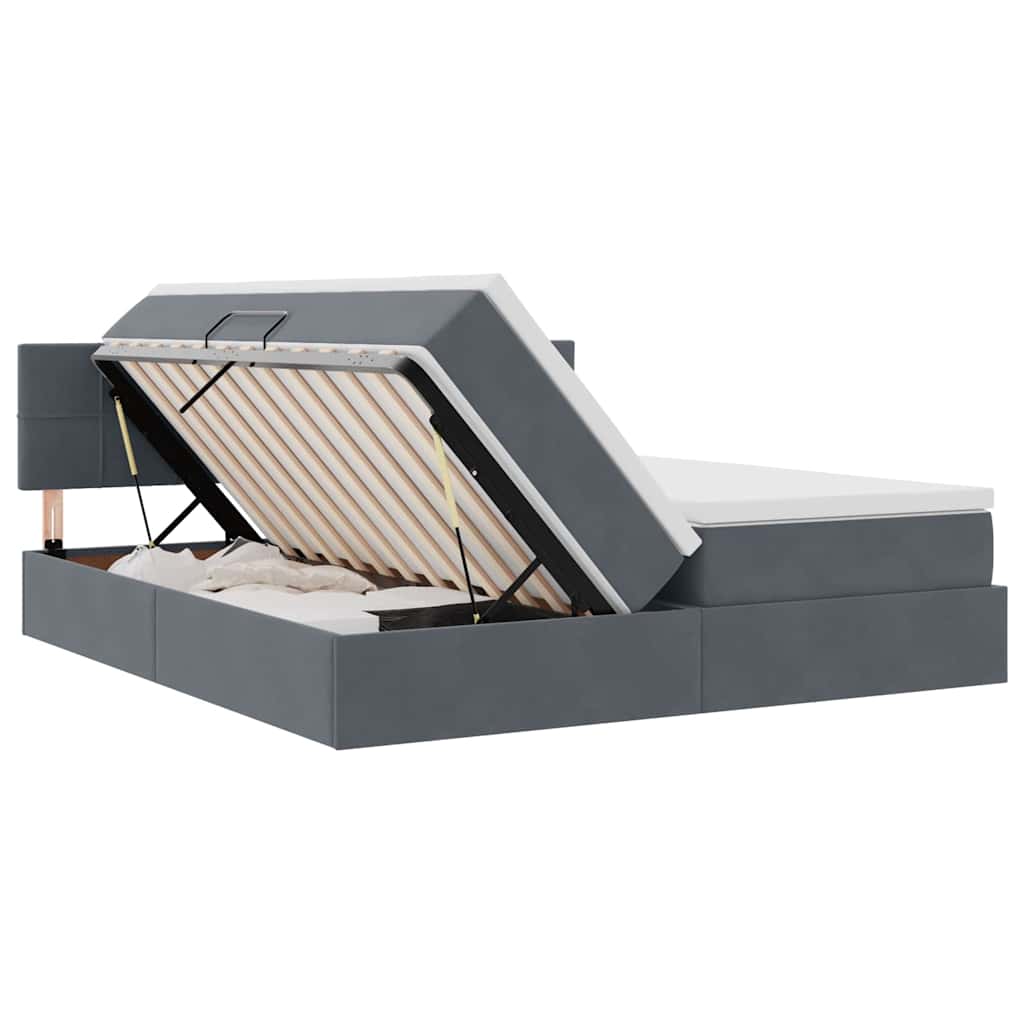 Krevet s od storage s madracem Tamno siva 100 x 200 cm