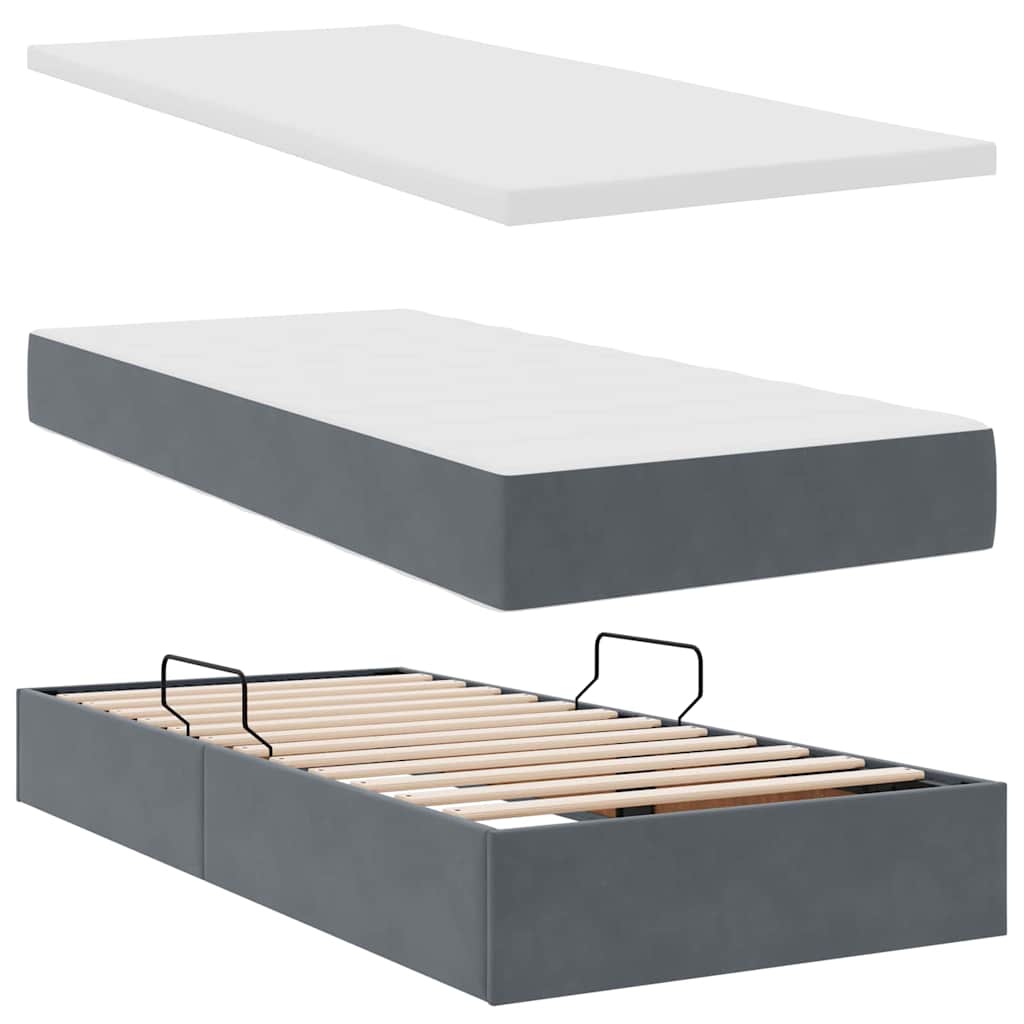 Krevet s od storage s madracem Tamno siva 100 x 200 cm