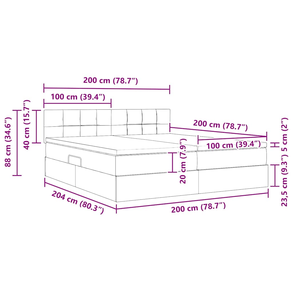 Krevet s od storage s madracem Tamno plava 100 x 200 cm