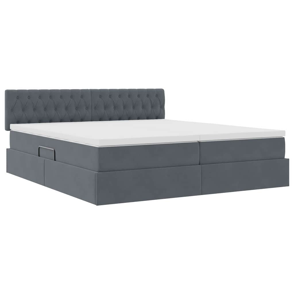 Krevet s od storage s madracem Tamno siva 90 x 200 cm