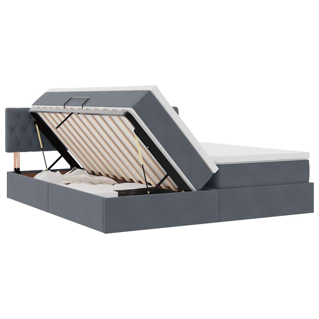 Krevet s od storage s madracem Tamno siva 90 x 200 cm