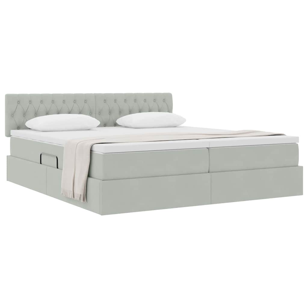 Krevet s od storage s madracem Svijetlo siva 100 x 200 cm