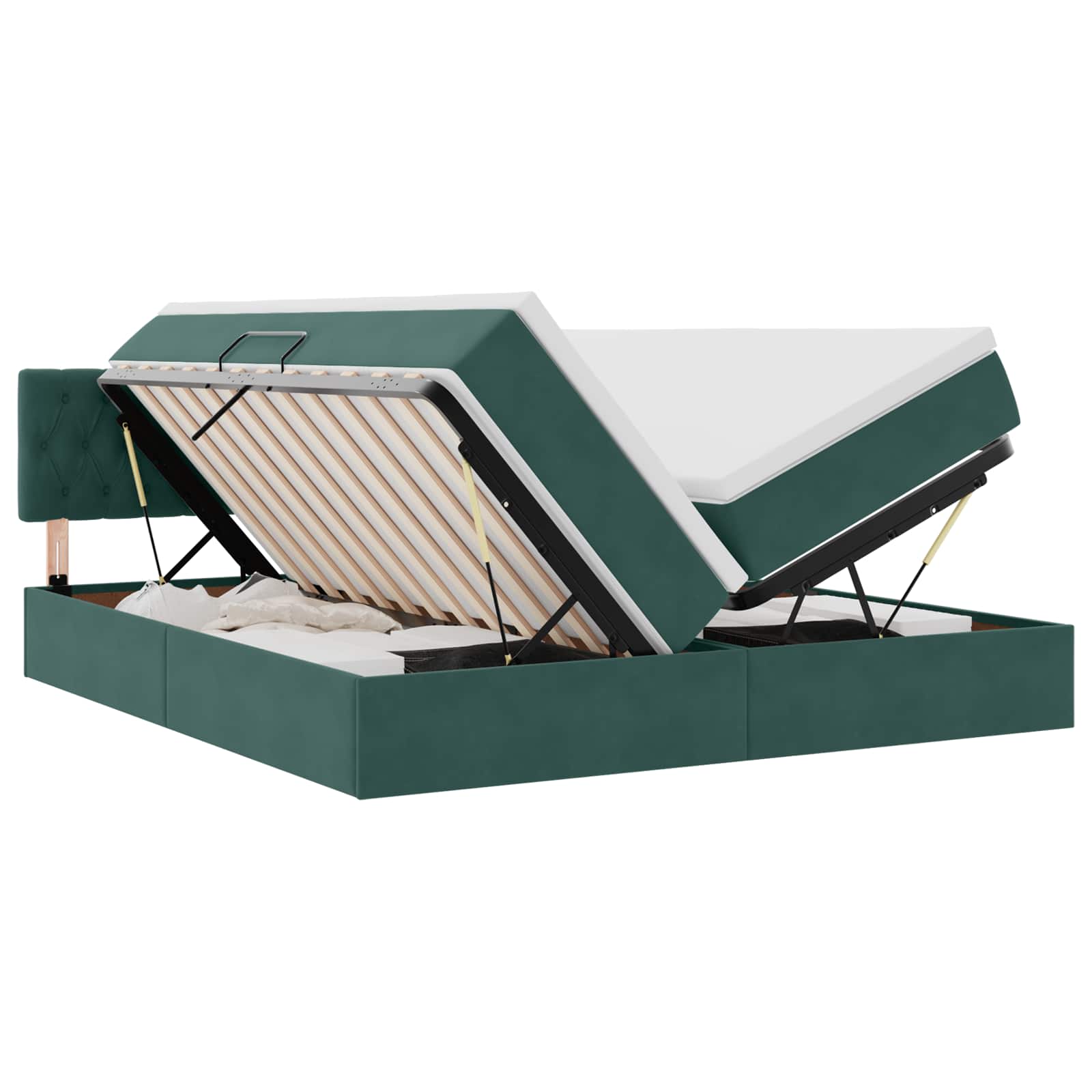 Krevet s od storage s madracem Tamnozelena 100 x 200 cm