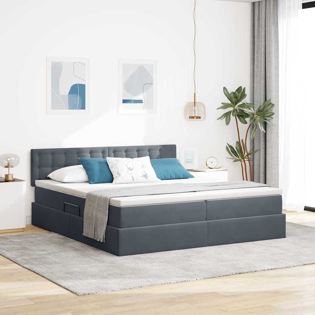 Krevet s od storage s madracem Tamno siva 90 x 200 cm