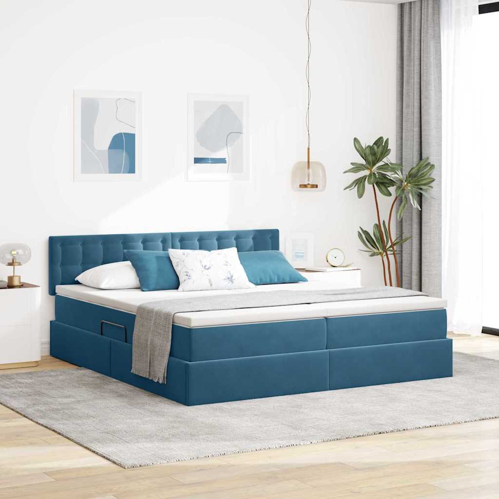 Krevet s od storage s madracem Tamno plava 90 x 200 cm