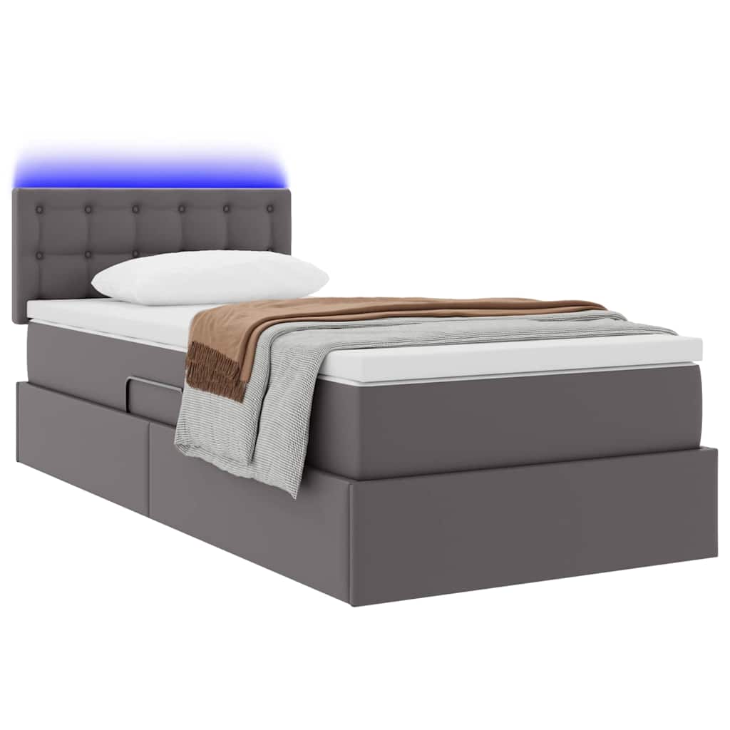 Krevet s prostorom za pohranu s LED-om Siva 90 x 190 cm