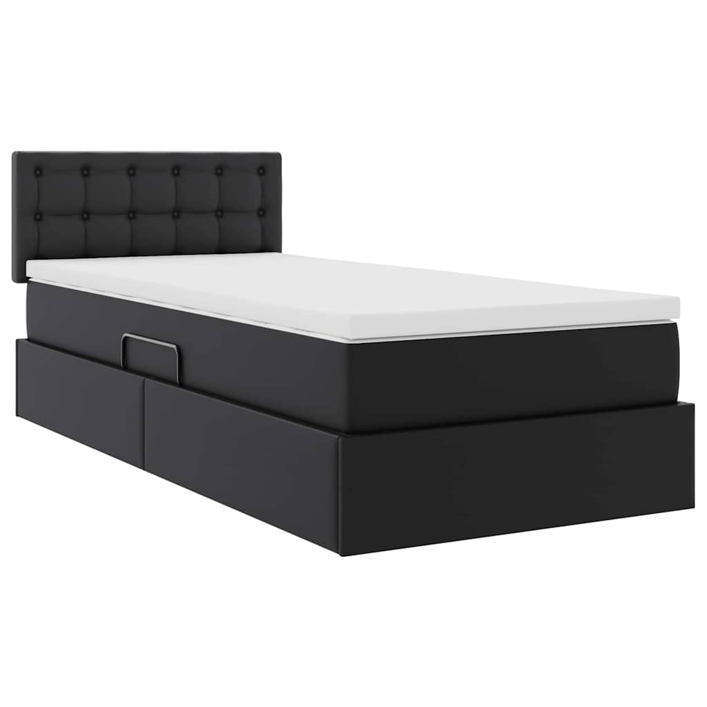 Krevet s prostorom za pohranu s LED-om Crna 90 x 200 cm