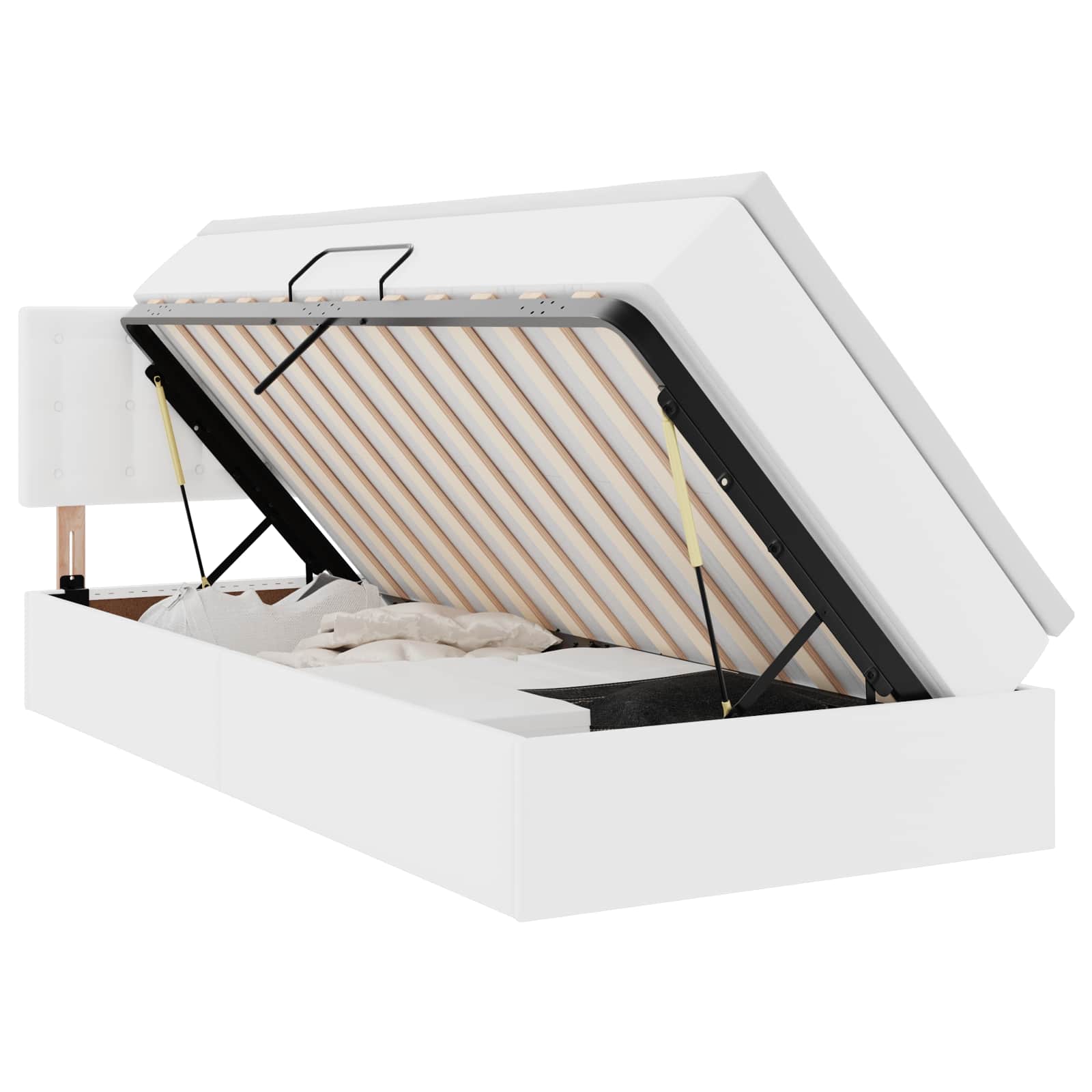 Krevet s prostorom za pohranu s LED-om Čista bijela 90 x 200 cm