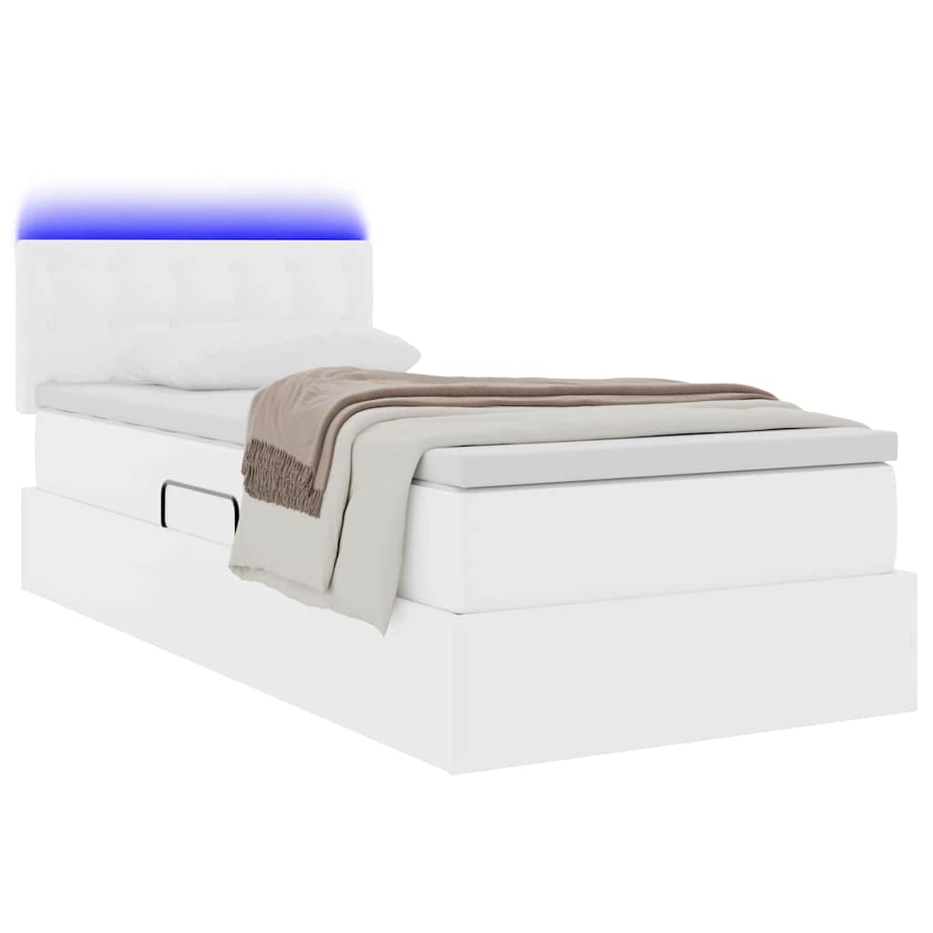Krevet s prostorom za pohranu s LED-om Čista bijela 90 x 200 cm