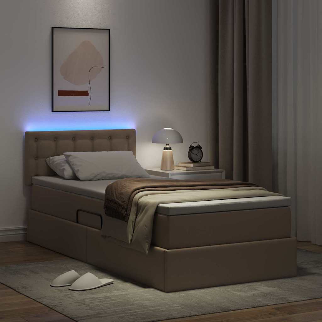 Krevet s prostorom za pohranu s LED-om Kapućino 90 x 200 cm