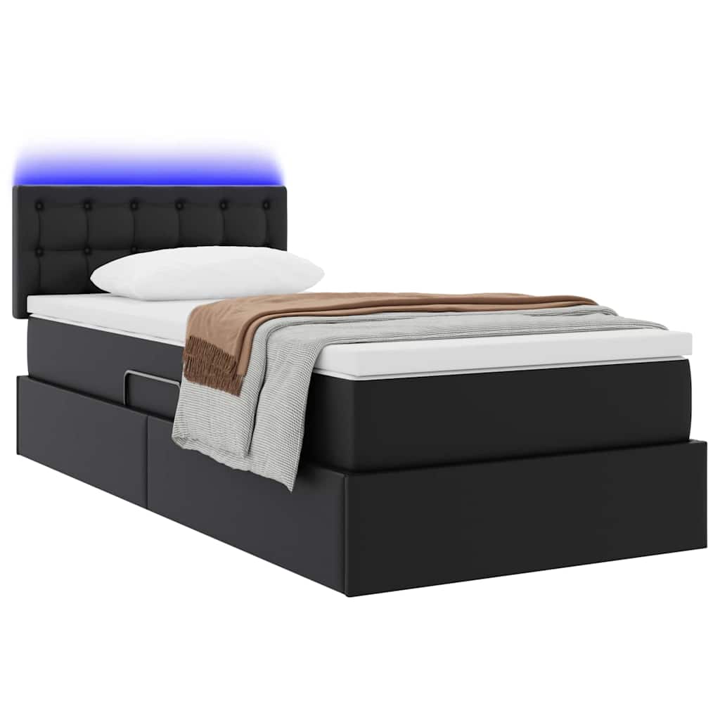 Krevet s prostorom za pohranu s LED-om Crna 100 x 200 cm