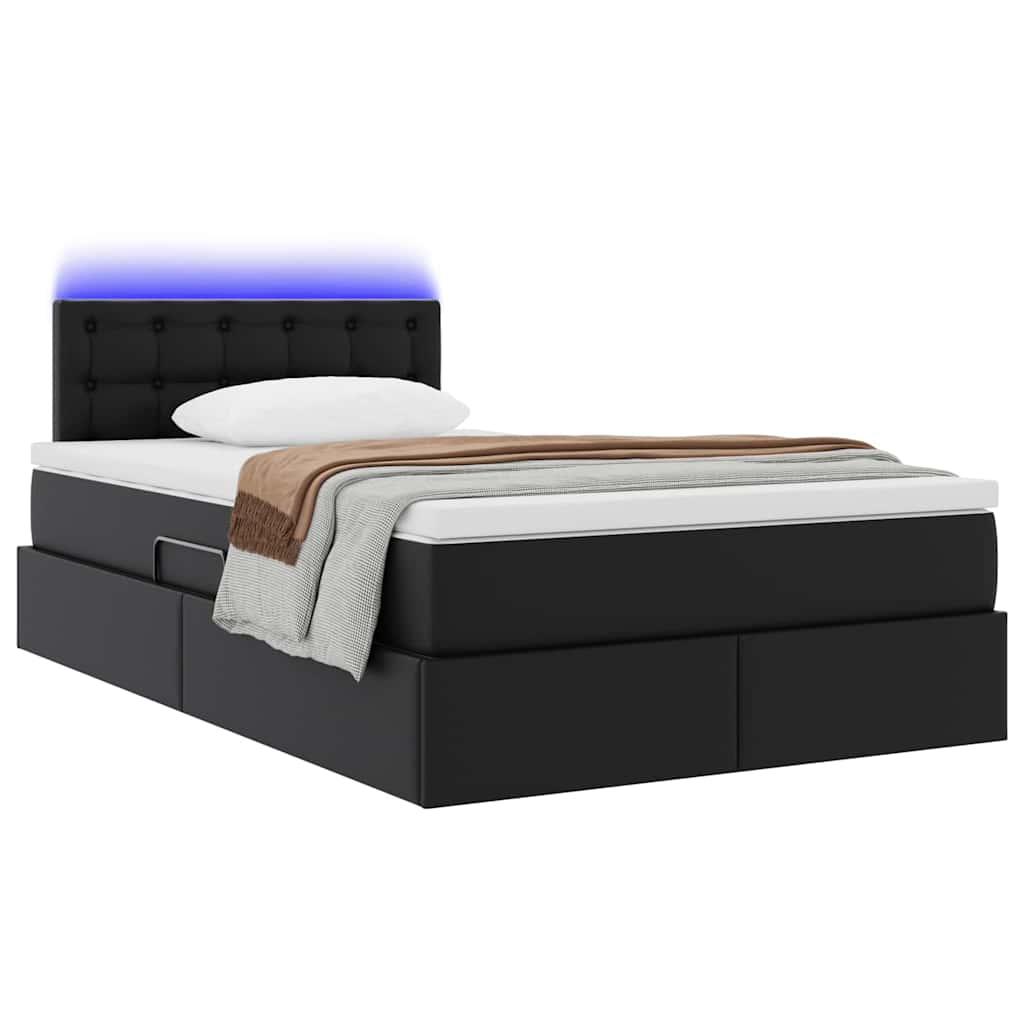 Krevet s prostorom za pohranu s LED-om Crna 120 x 190 cm