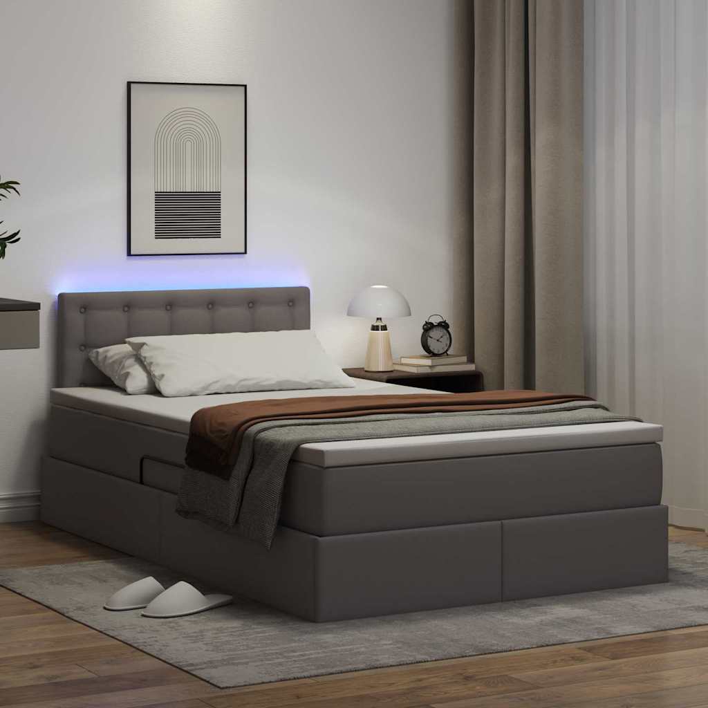 Krevet s prostorom za pohranu s LED-om Siva 120 x 190 cm