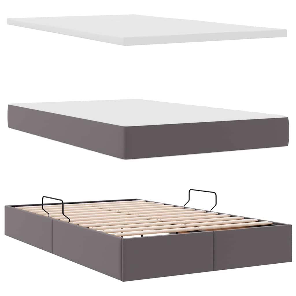 Krevet s prostorom za pohranu s LED-om Siva 120 x 190 cm