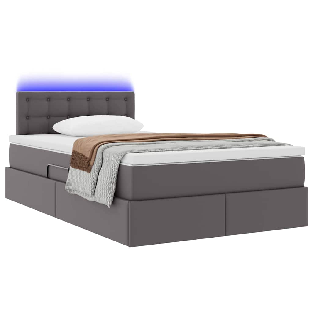 Krevet s prostorom za pohranu s LED-om Siva 120 x 190 cm