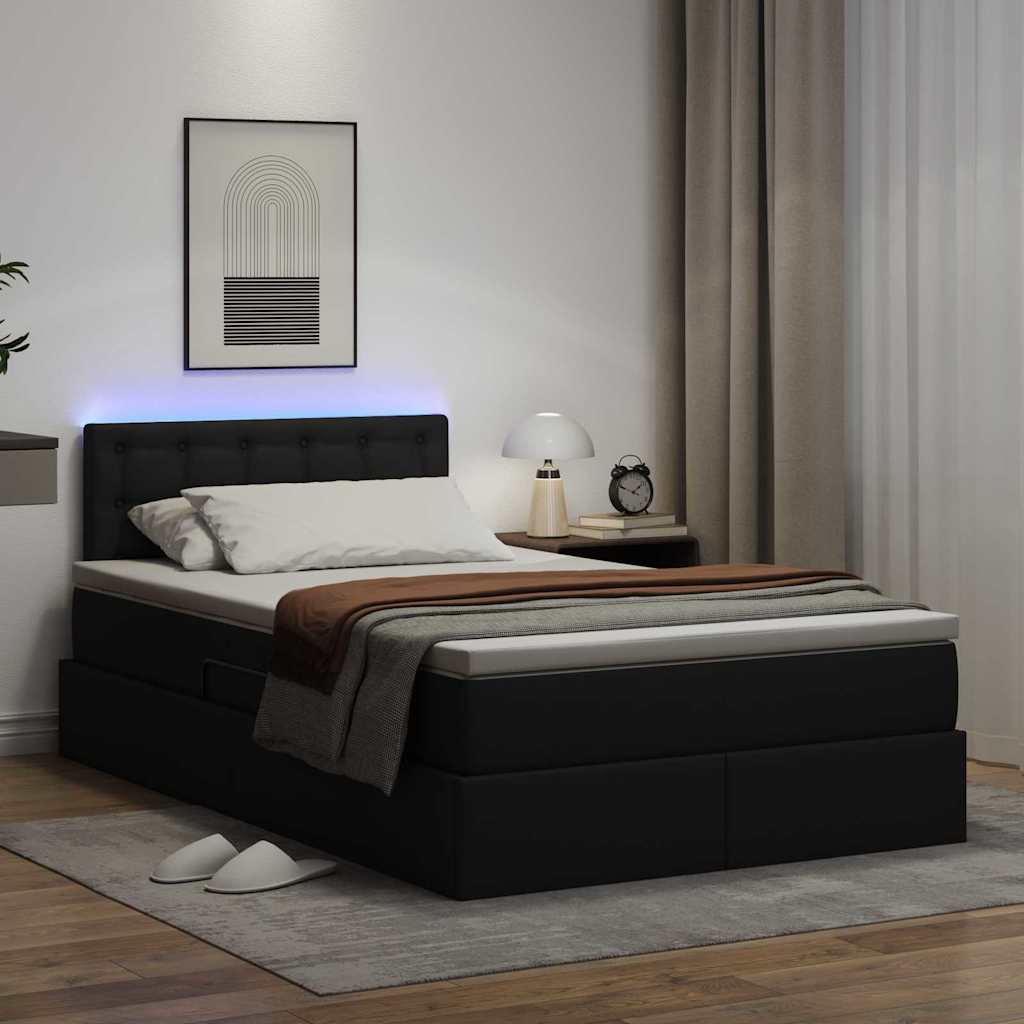 Krevet s prostorom za pohranu s LED-om Crna 120 x 200 cm