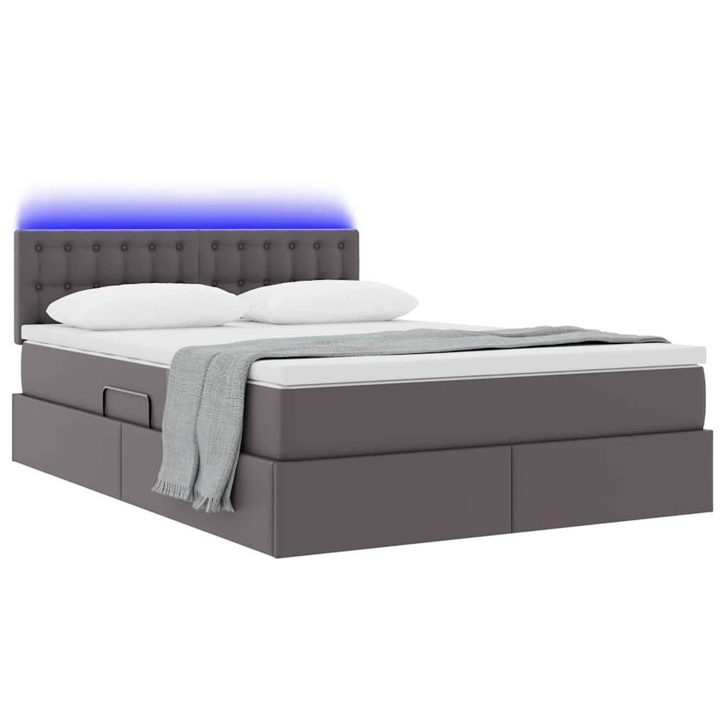 Krevet s prostorom za pohranu s LED-om Siva 140 x 190 cm