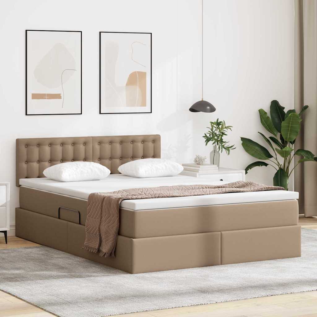 Krevet s prostorom za pohranu s LED-om Kapućino 140 x 190 cm