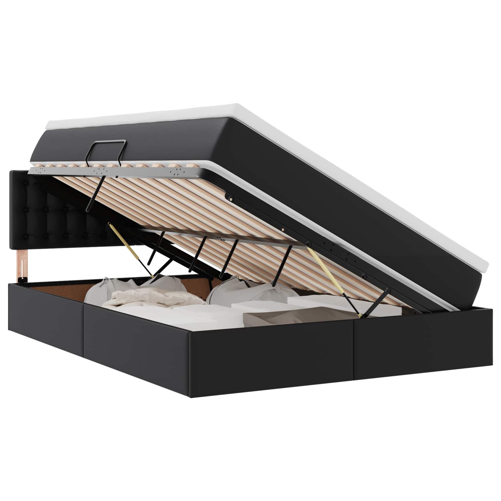 Krevet s prostorom za pohranu s LED-om Crna 140 x 200 cm