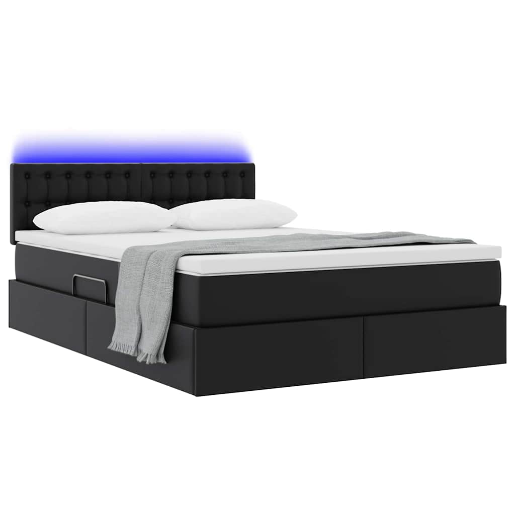 Krevet s prostorom za pohranu s LED-om Crna 140 x 200 cm