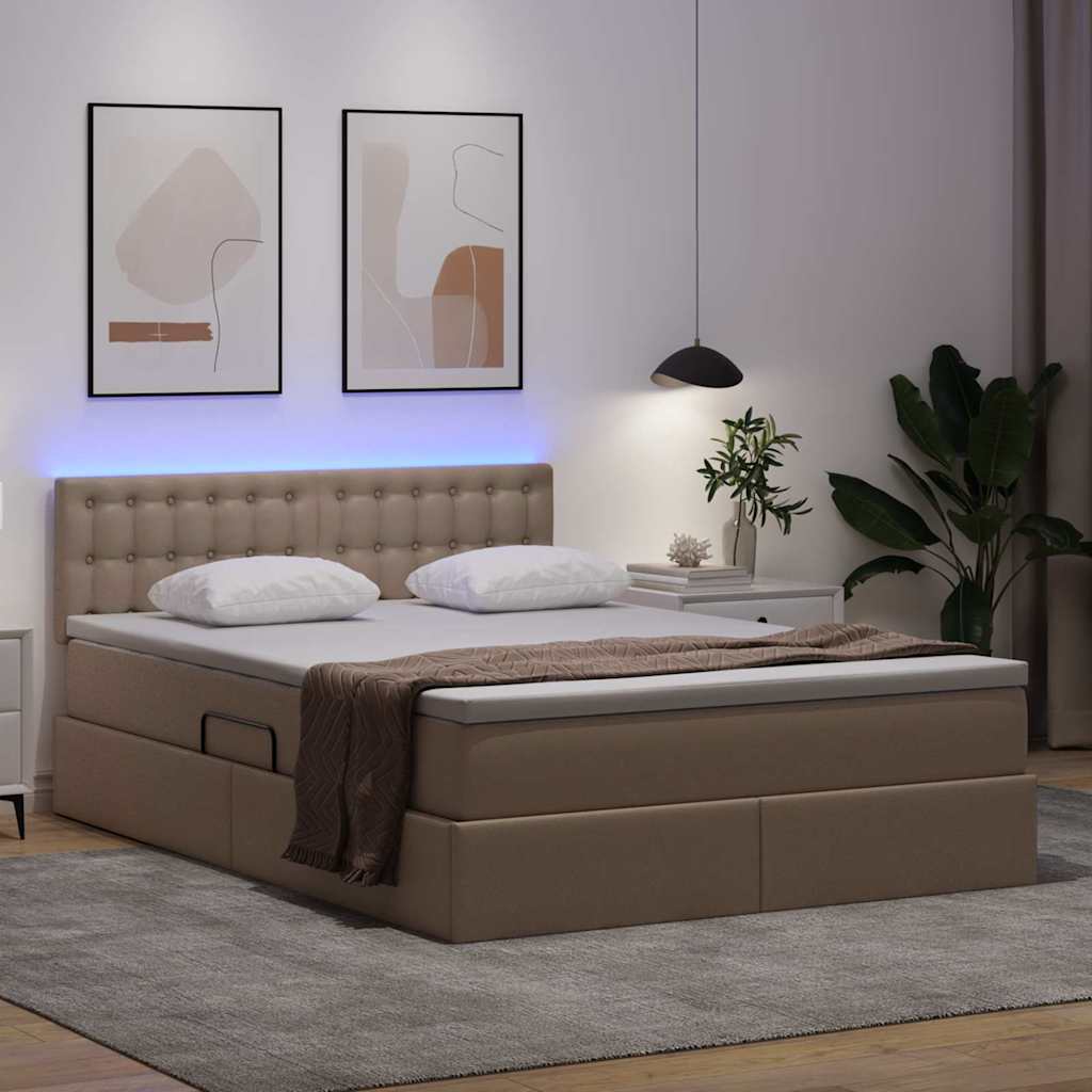 Krevet s prostorom za pohranu s LED-om Kapućino 140 x 200 cm